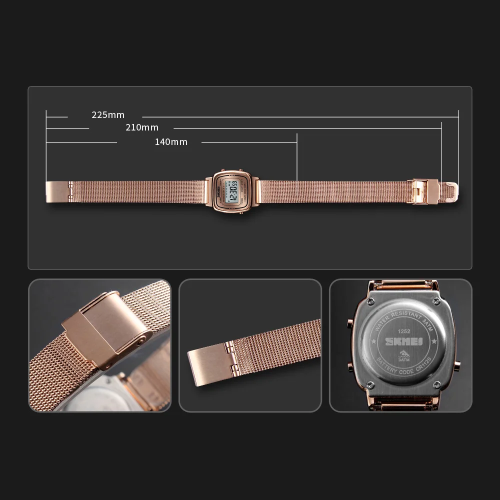 

SKMEI Top Brand Luxury Ladies Digital Watch Fashion Casual Women Watch with Stainless Steel Alarm Wristwatches Relogio Feminino