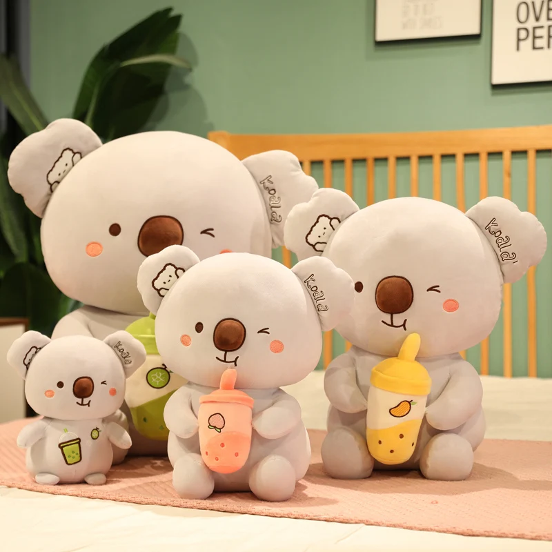 Peluche de Koala con Mango para niños y niñas, juguete de felpa suave de 23-60cm con diseño de canalón, melocotón, té, leche, almohada, regalo de cumpleaños