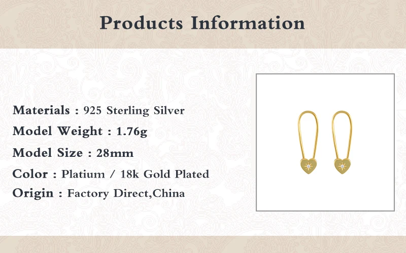

BOAKO 925 Sterling Silver Cute Unique Design Heart Lock Safety Pin Shape Hoop Earrings Jewels For Women Valentine's gift for her