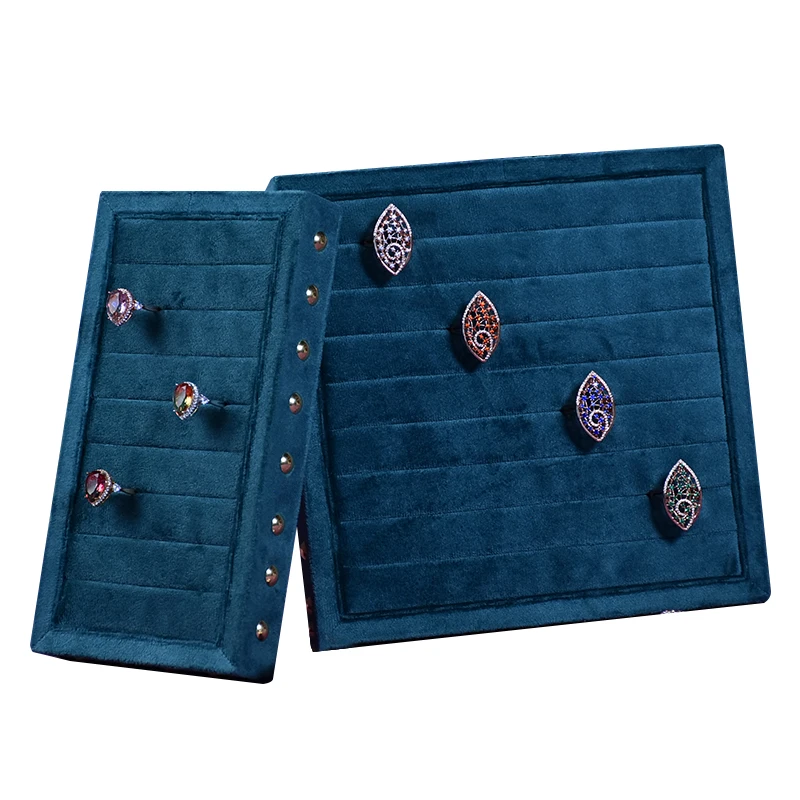 

JINSKY Jewelry Display Tray Creative Rivets Design Micro Fiber Ring Earring Jewelry Display Plate Storage Prop