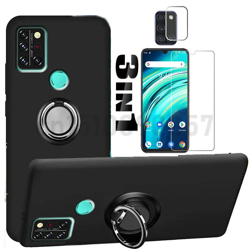 Чехол для телефона Umidigi Bison Cover с магнитным кольцом на палец и защитной пленкой