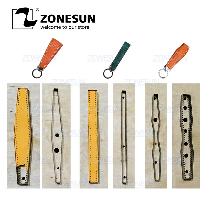 

ZONESUN Custom Leather Key Chain Die Cuts For Handmade Key Ring DIY Key Fob Hang Decoration Cutting Clicker Die Steel Rule Die