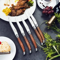 laguiole steak knives table knife for meat wood handle japanese dinnerware set stainless steel kitchen cutlery 9 23cm 6 10pcs