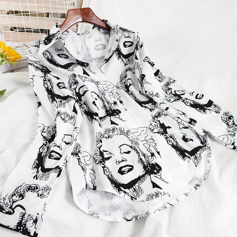 

Новинка 2021, лидер продаж, женские топы, корейская модная блузка с длинным рукавом, повседневная женская рубашка на пуговицах, женские топы ...