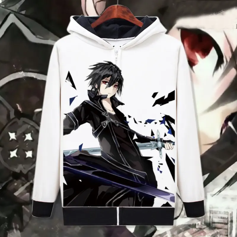 Sword Art Online Cosplay Printed Kirito Kirigaya Kazuto Fleece Coat Men Women Winter Thick Outwear Asuna Yuuki Zipper Clothing |