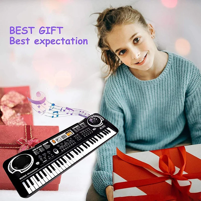 

Keyboard Piano Kids 61 Key Electronic Digital Piano Musical Instrument Kit with Microphone,US Plug