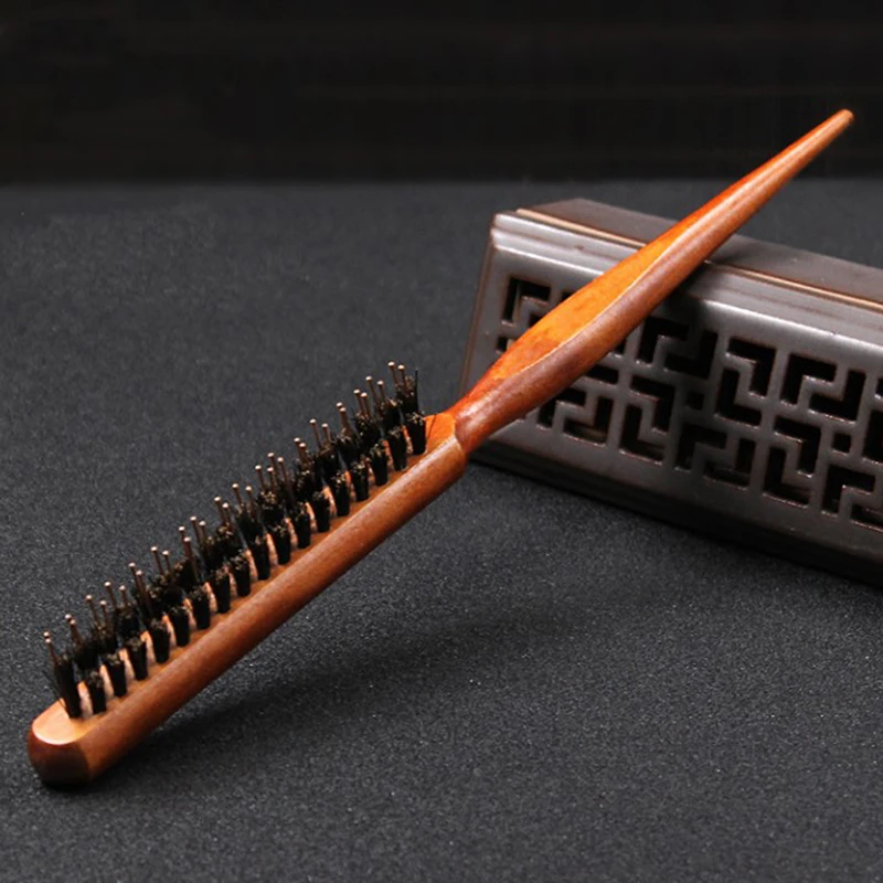 

Professional Salon Three Rows Bristle Scraper Comb Teasing Back Hair Brushes Wood Slim Line Comb 24cm/ 9.45inch