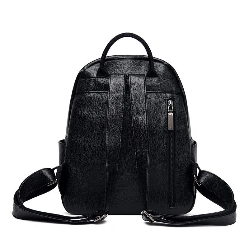 

New Fashion Backpack Women High Quality Daily Backpacks PU Leather Youth Lady Shopping Bag Small durable Blue