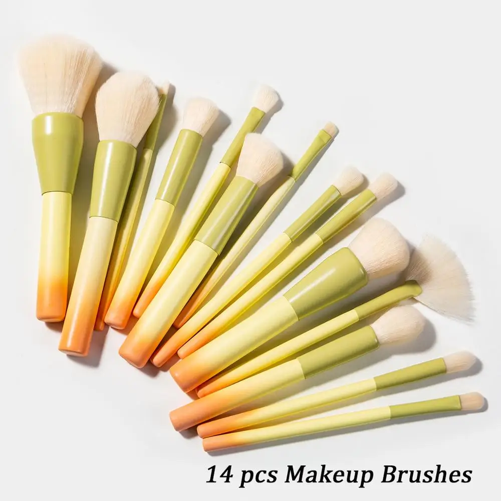 Набор кистей для макияжа градиентный цвет 14 шт. Мягкая косметическая пудра