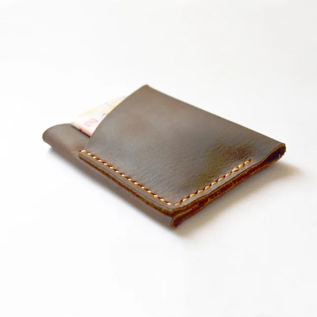 Кожаный кошелек ручной работы с зажимом для денег из натуральной кожи Крейзи