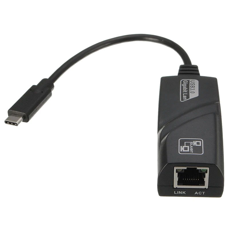 Порт Type C для RJ45 Gigabit Ethernet LAN Сетевой кабель USB 3 1 адаптер Черный| |