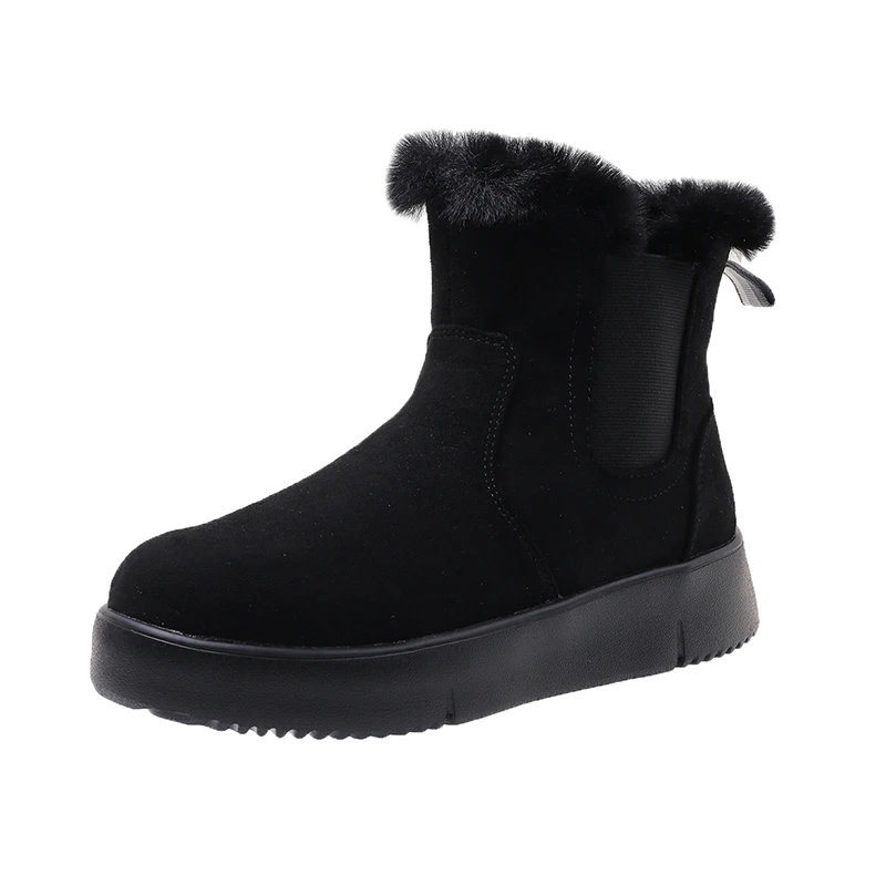 

Новинка 2021, брендовые мягкие кожаные ботильоны челси, Женская Осенняя обувь без шнуровки на платформе, модные женские плюшевые теплые зимни...