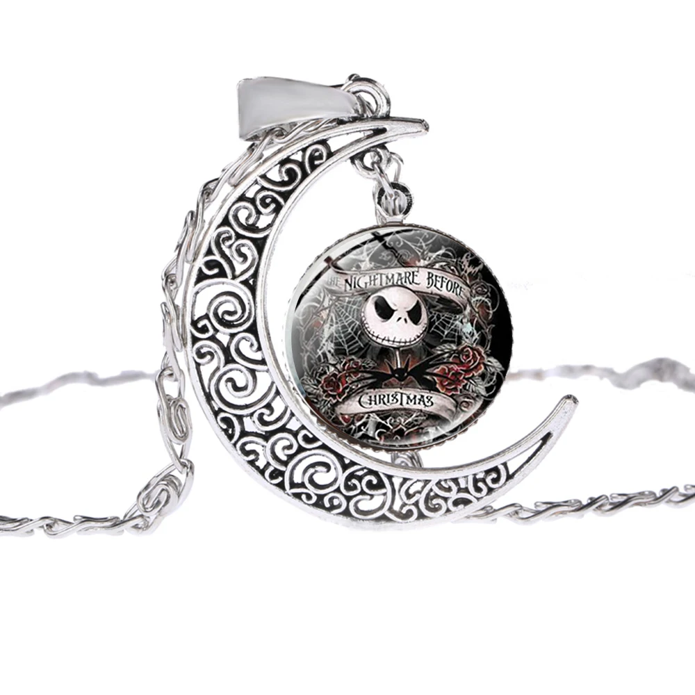 Newest The Nightmare Before Christmas Necklace Jack Skellington Sally Gothic Romantic Hollow Moon Pendant Womens Jewelry | Украшения и