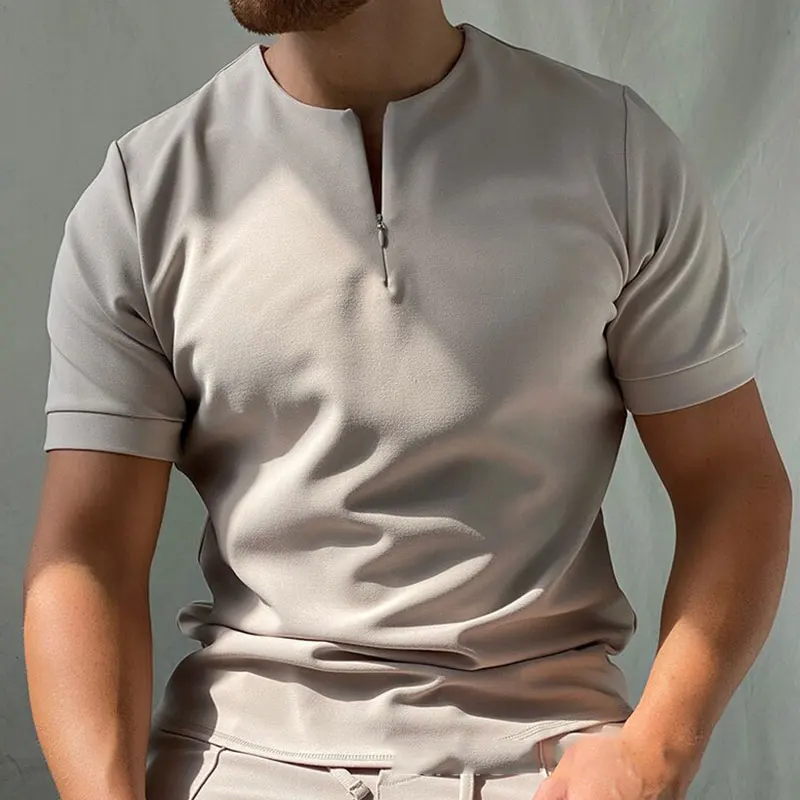 

Summer Soft Men Pullover Tunic Comfort Solid Short Sleeve Shirt Casual Tees Tops Short Sleeve Shirt Summer Men Clothes Hot Sale