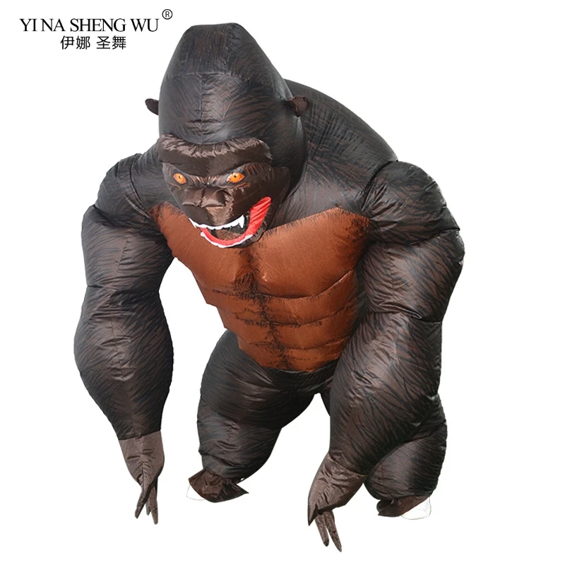 Надувной костюм для взрослых и детей косплея King Kong обезьяна-талисман Хэллоуина