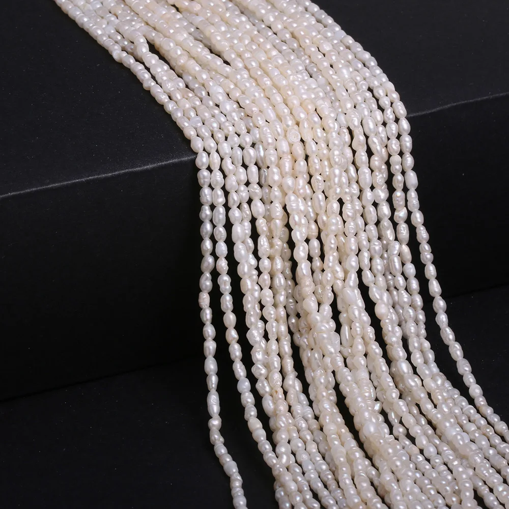 

Natural Freshwater Pearl Rice Shape Beads For Charms Jewelry Making Bracelet Necklace For Women 2-3mm