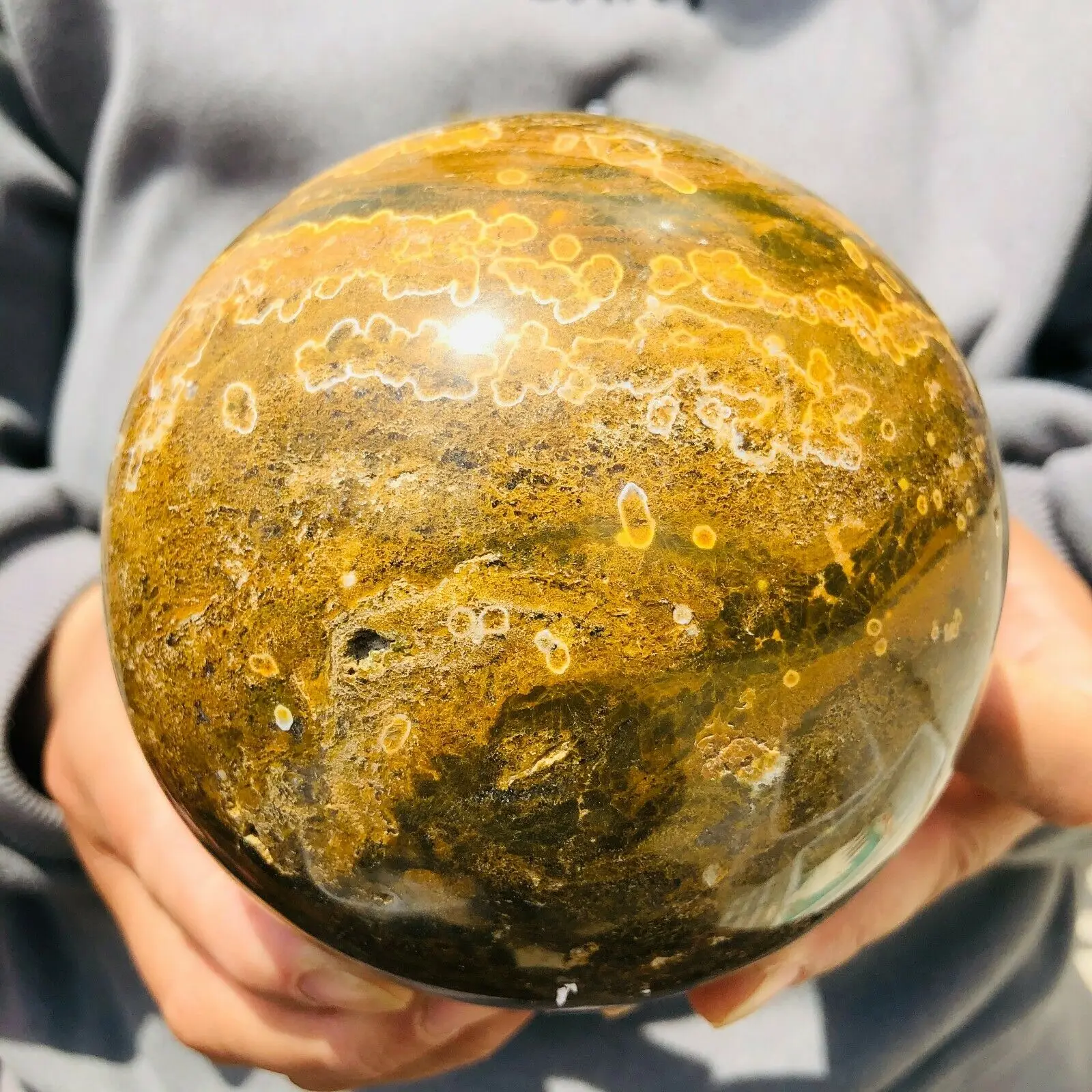 

Natural quality Marine jasper ball crystal ball sample healing one thing one figure