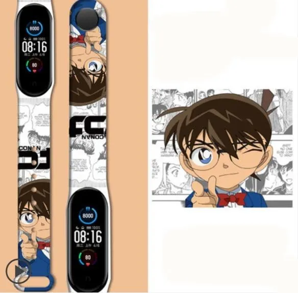 

Сменный ремешок для часов Detective Conan для Xiaomi Mi Band 5 6, силиконовый ремешок на запястье для Miband 3 4