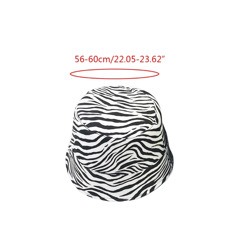 

Unisex Casual Zebra Striped Bucket Hat Faux Suede Reversible Double Sided Fisherman Cap Short Brim Bell-Shaped Hip Hop Dome Hat