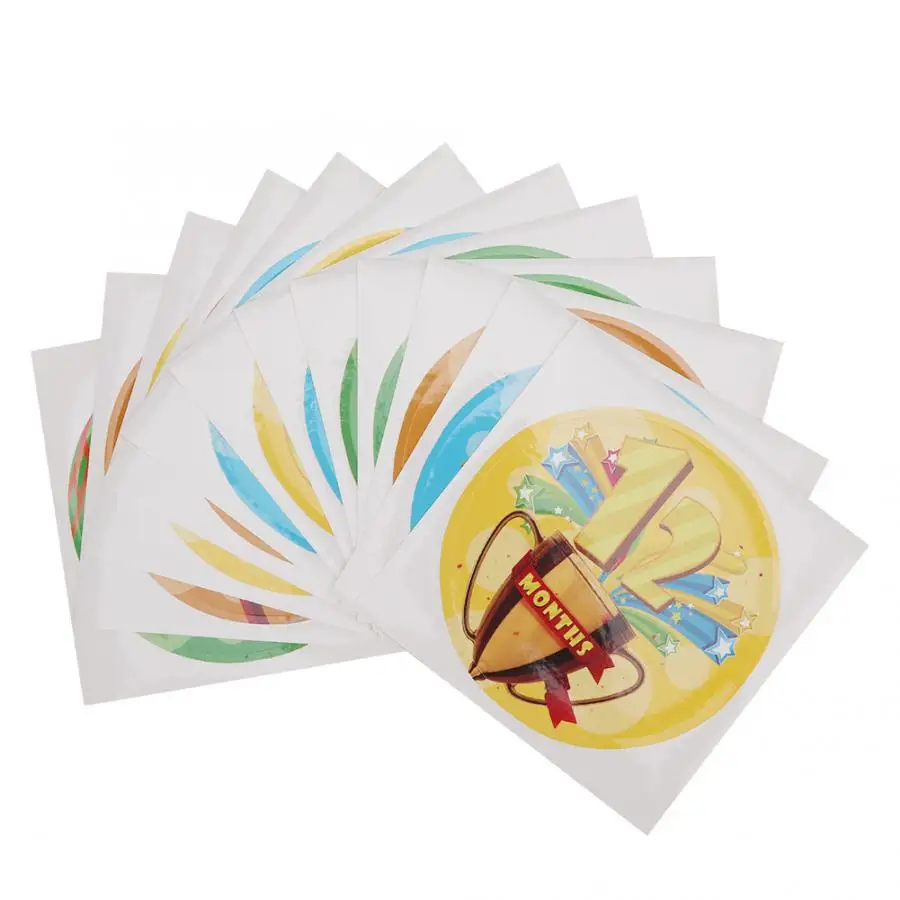 12 шт./лот Новорожденный ребенок ежемесячная наклейка для 1 месяцев фотографии