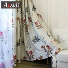 Затемняющие шторы в китайском стиле с фиолетовыми цветами для гостиной, спальни, красные прозрачные шторы и тюль на окна, цветочные занавески из вуали