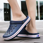 Мюли мужские с ремешком на щиколотке, сланцы из ЭВА, летняя Уличная обувь для сада и пляжа, шлепанцы для дома и ванной, 45