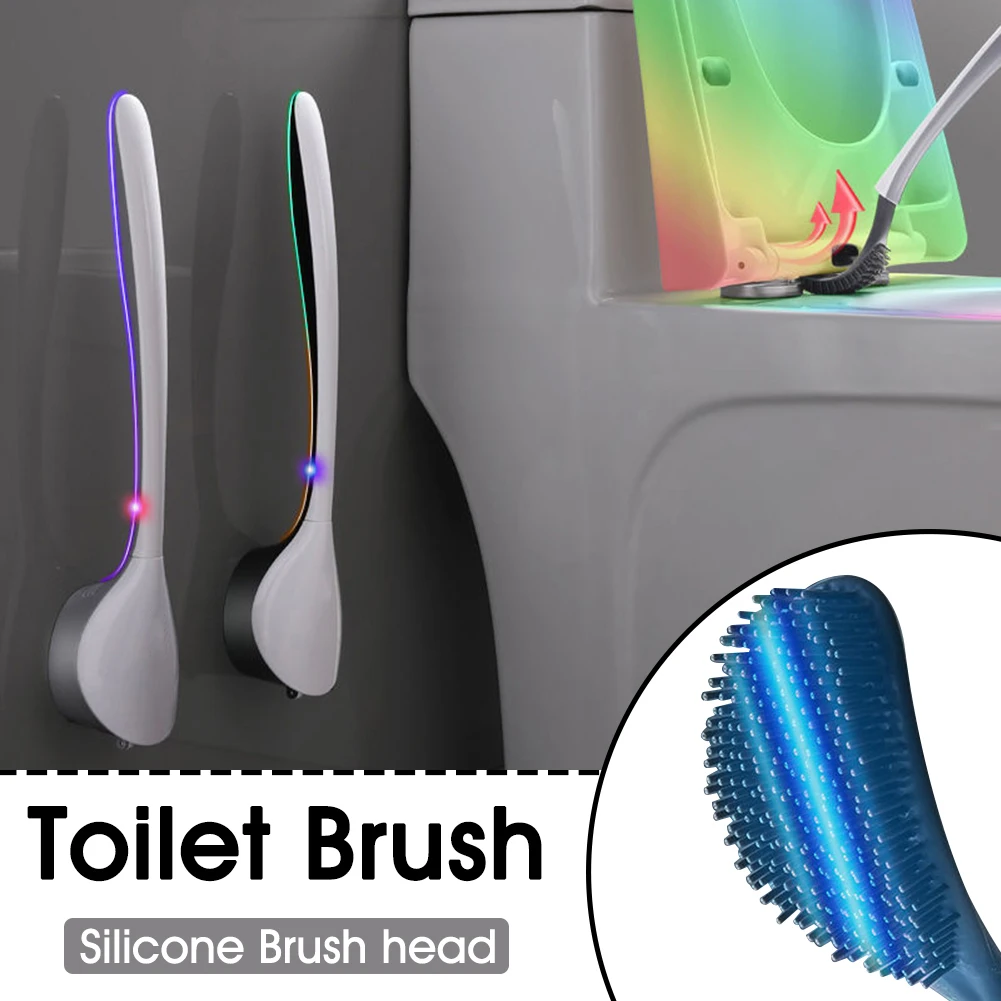 

TPR silicone brush head toilet brush no dead corner wash toilet brush household wall-mounted creative bathroom cleaning