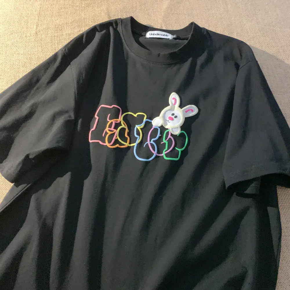 

Футболка женская хлопковая с объемным принтом, в японском стиле