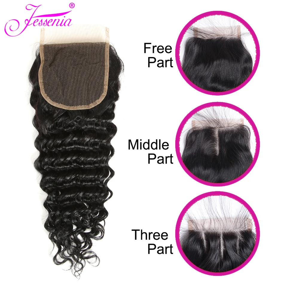 Jessenia бразильские пучки глубоких волн с закрытием двойные уток Remy человеческие