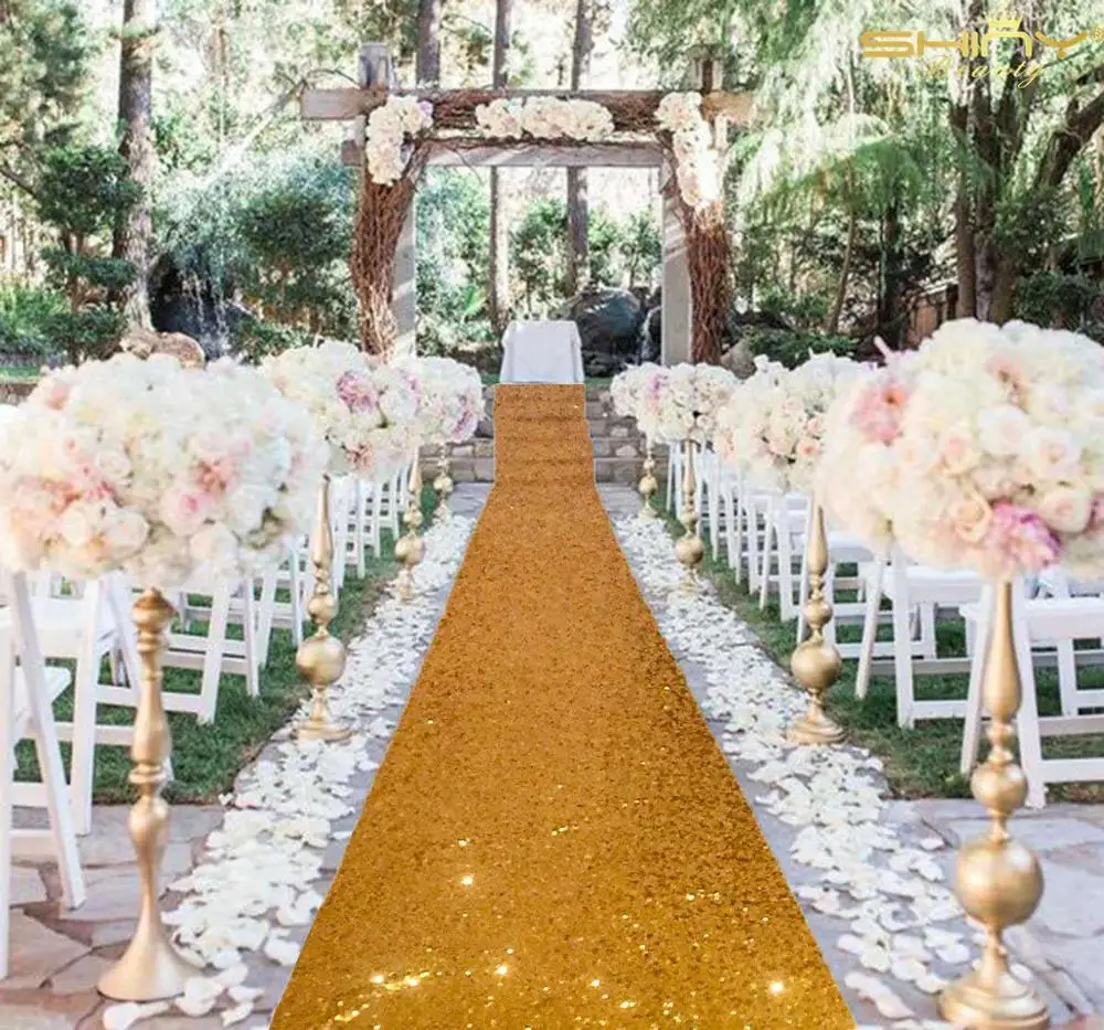 

Wedding Aisle Runner 4FTX 10FT Gold Sequin Aisle Runners for Wedding Ceremony Decorations Aisle Carpet Wedding Floor Carpet-M