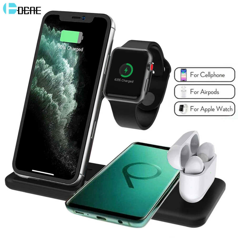 Беспроводное зарядное устройство 15 Вт подставка для iPhone 12 11 XS XR X 8 AirPods Pro Apple Watch 6 4