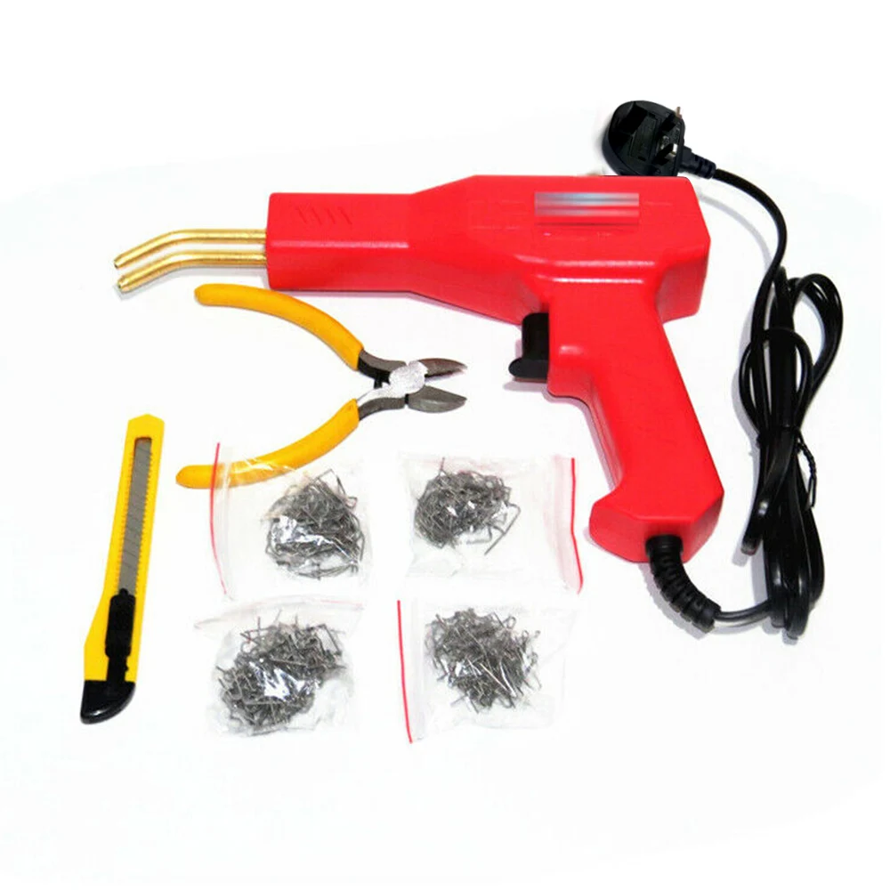 

UK Plastic Welder Set 50W Hot Stapler with Plier 200 Staples Welding Repair Tool Kit for Car Bumper Dashboard Lamp Holder