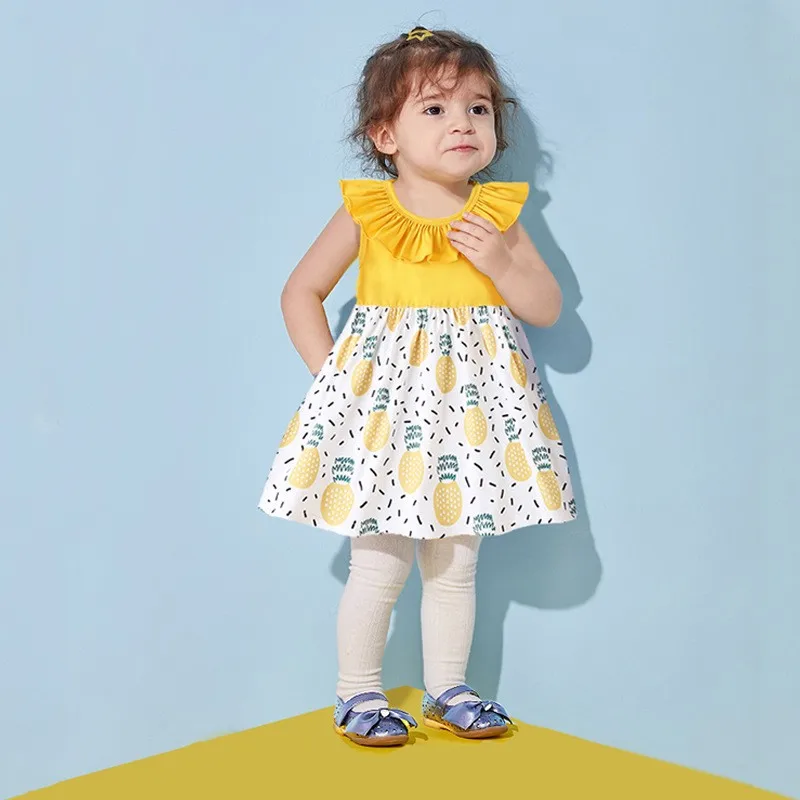 2021 платье для маленьких девочек новое детское красочное Хлопковое с фруктовым