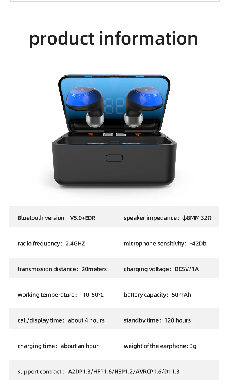 TOPK F13/ES01 TWS 5,0 Bluetooth наушники V5.0 портативный стерео беспроводной сенсорный наушник со спортивной басовой гарнитурой Светодиодный дисплей питания