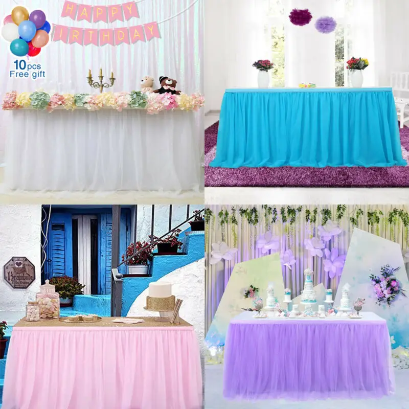 2020 Тюль Юбка для стола покрытие на день рождения свадебные праздничные вечерние