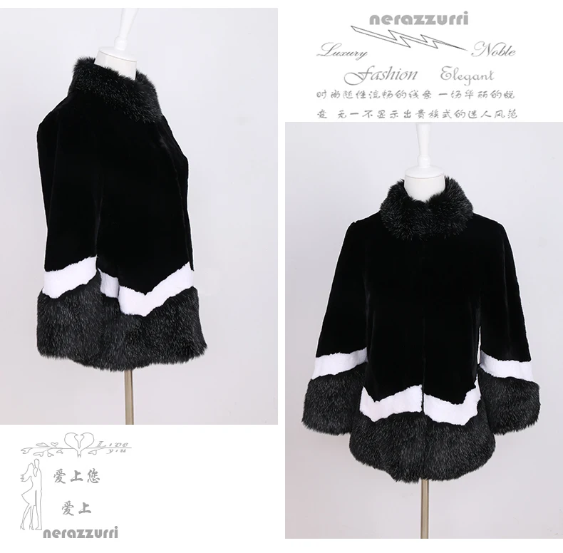 Nerazzurri faux fur coat women autumn winter fluffy color block furry patchwork fake fur jacket plus size fashion luxury clothes