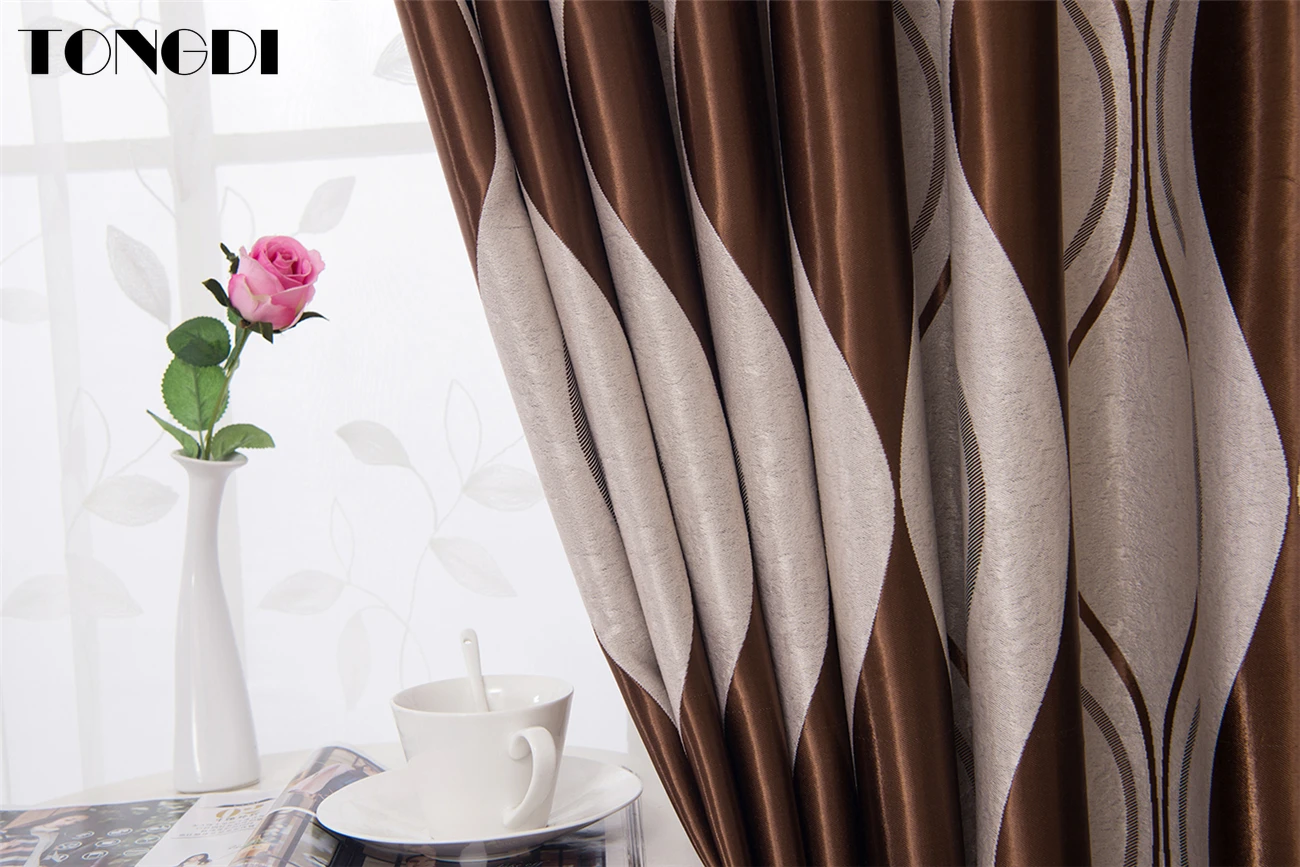 Плотные Занавески TONGDI современные волнистые полосатые утолщенные элегантные