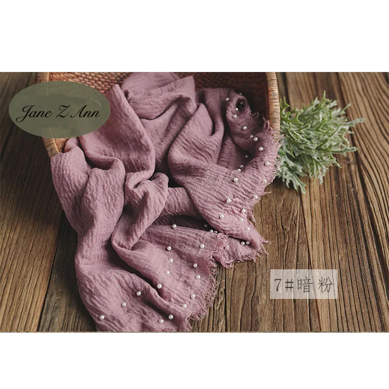 dark pink Jane Z Ann/реквизит для фотосессии новорожденных детей, декоративные обертки с жемчугом, тонкая хлопковая линия одежды, аксессуары для студийной съемки 95x185 см - Цвет: dark pink
