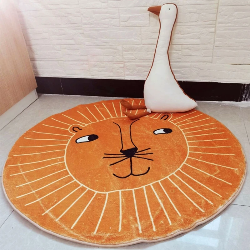 

Cartoon Lion Baby Play Mat Crawling Soft Pad Newborn Game Rug Round Floor Carpet for Children Interior Room Decor L4MC