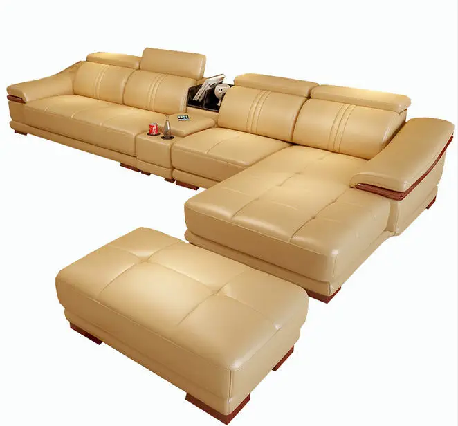 

Living Room Sofa set furniture real genuine cow leather sofas recliner couch puff asiento muebles de sala canape L sofa cama