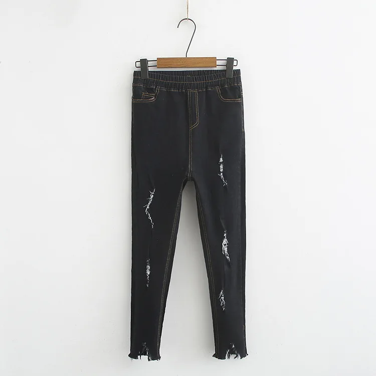 Plus Size Casual Jeans 2019 Autumn Women Fashion Loose Stretch holes denim Ankle-Length Pants B4-CZ171 |