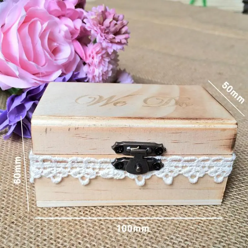 Wedding Ring Box Gift Case Signed Your Names and Date Wooden Vintage Holder for Engagement Valentine 3.93*2.36*1.96in | Дом и сад