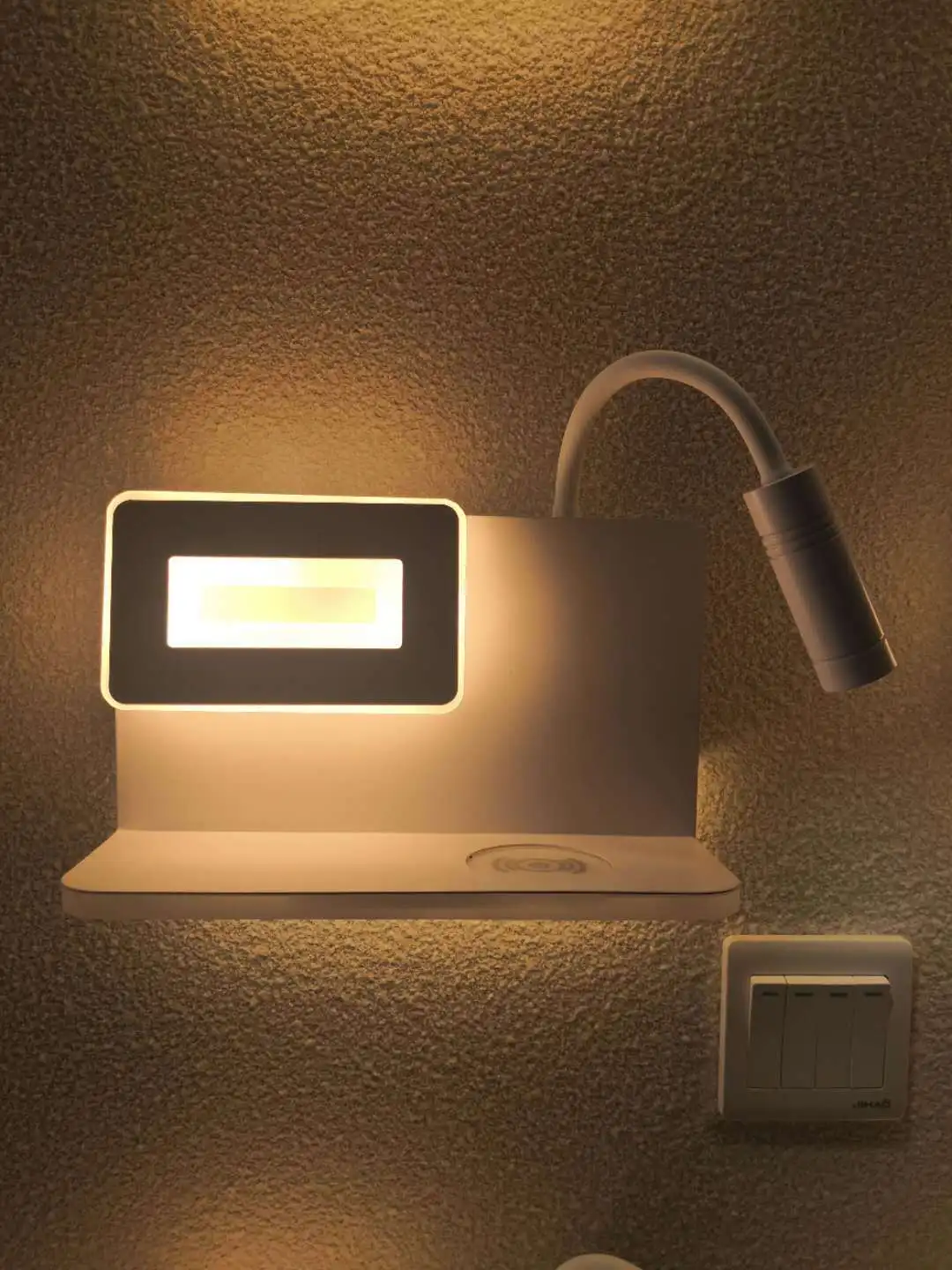 

Hotel bedroom bedside led reading small wall lamp mobile phone USB wireless charging multifunctional wall lamp wall decor