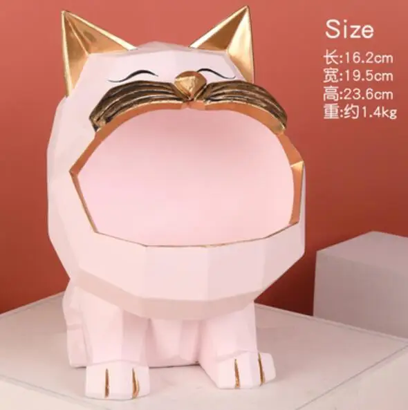 Крутая фигурка кошки коробка для хранения с большим ртом кошек украшение дома