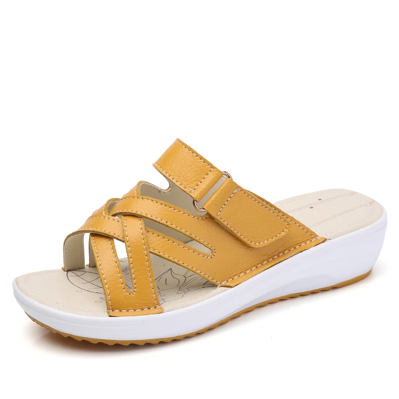 2019 г. летние женские сандалии на плоской подошве Удобные Пляжные из натуральной