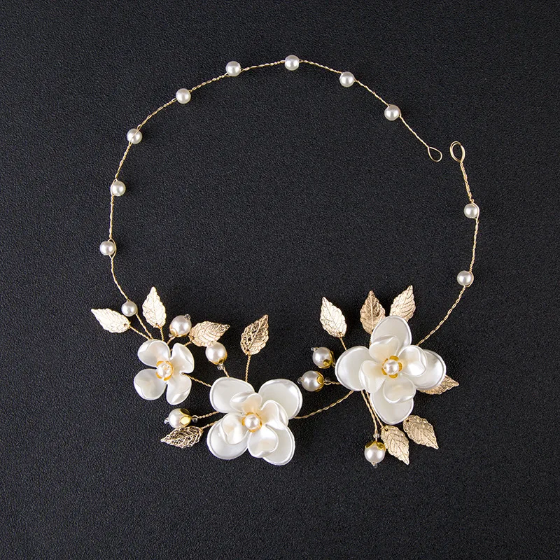 Повязка для волос в Корейском стиле невесты ручная работа жемчужный цветок