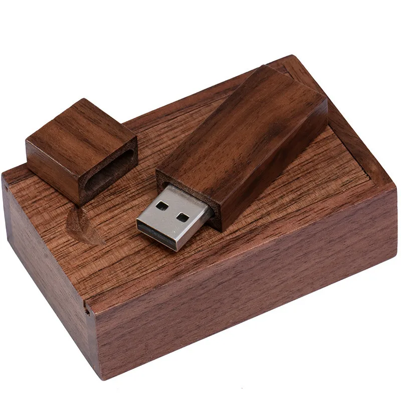 Walnut wood with box POWERONE(более 10 шт бесплатный логотип) Деревянный USB с коробкой usb флеш-накопитель 8 ГБ 16 ГБ 32 ГБ 64 Гб карта памяти свадебные подарки - Цвет: Walnut wood with box