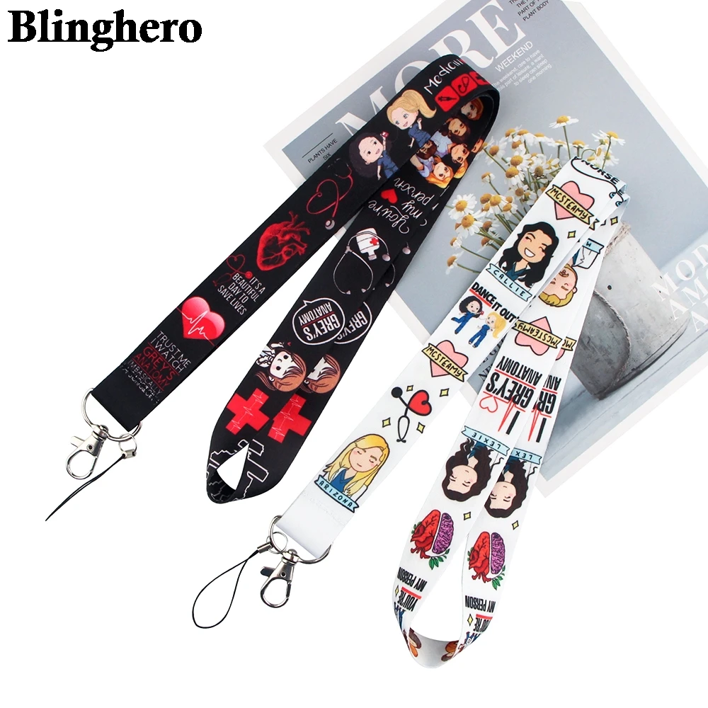 CA1392 Grey's Anatomy Lanyard Keychain Multifunction ID Card Badge Holder Camera USB Cell Phone Neck Strap Metal Key Ring