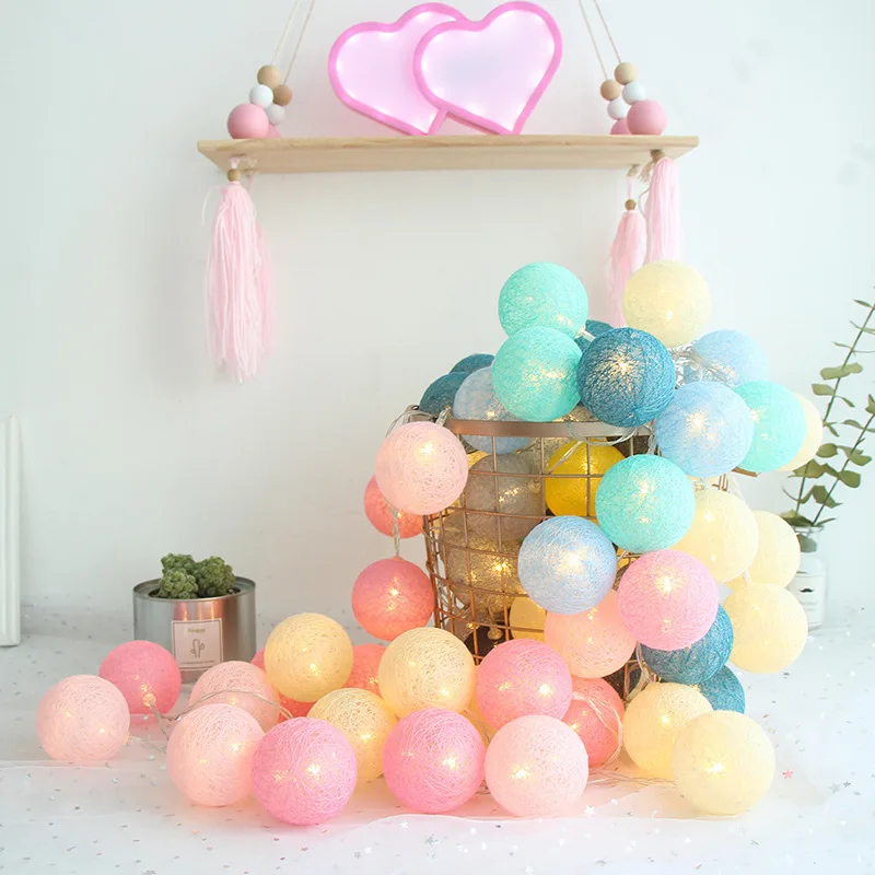 

40 LEDS Cotton Ball Garland String Lights Outdoor Decoration Fairy Lights Valentine Wedding Holiday Christmas Kid bedroom Decor