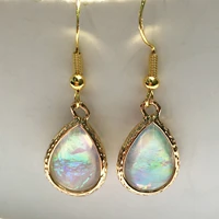 hot sale pair of drop shaped faux white opal earrings dangler party cute simple jewelry exquisite gifts for women girlfriends